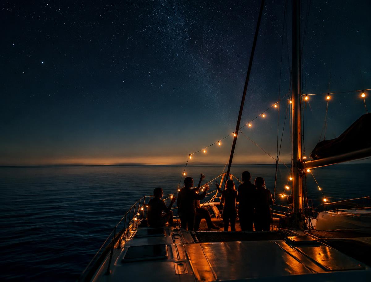 Celebration on deck under the stars